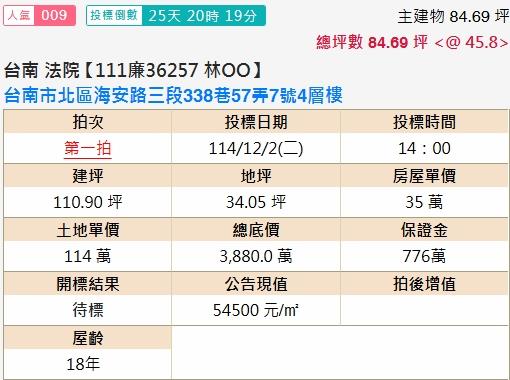 台南北區法拍屋法拍-1