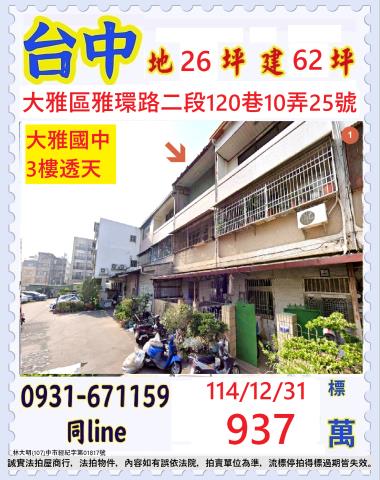 西區柳川東路二段63巷33號西區法拍屋近美術園道五權火車站