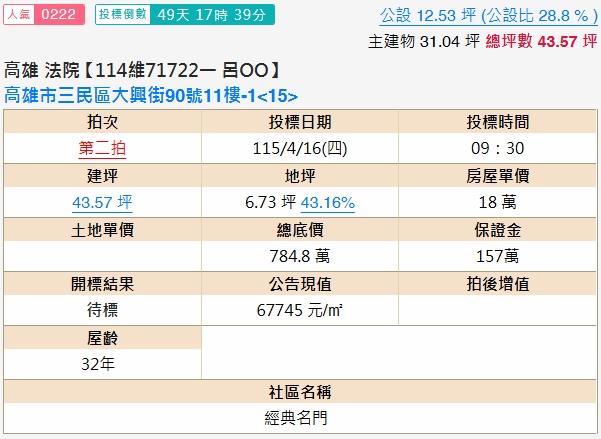 三民區法拍法拍屋-1