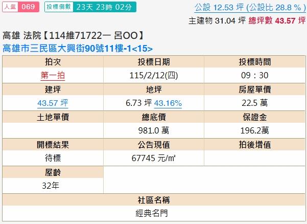 三民區法拍法拍屋-1