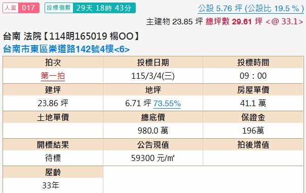 台南東區法拍法拍屋-1