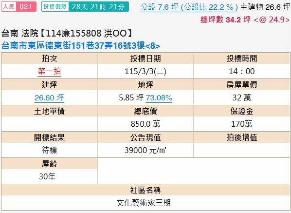 台南東區法拍法拍屋-1