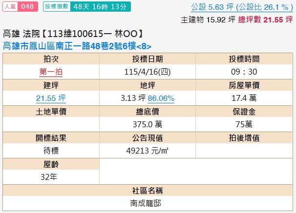 高雄鳳山法拍屋法拍-1