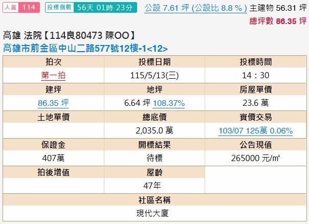 高雄前金法拍屋法拍-1