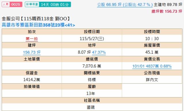 苓雅法拍法拍屋-1