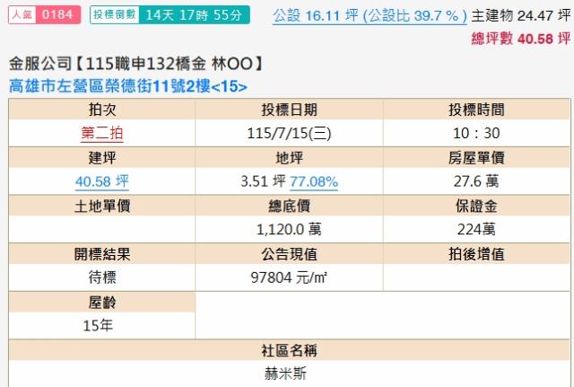 高雄左營法拍法拍屋-1