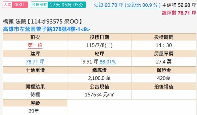 高雄左營法拍屋法拍-1