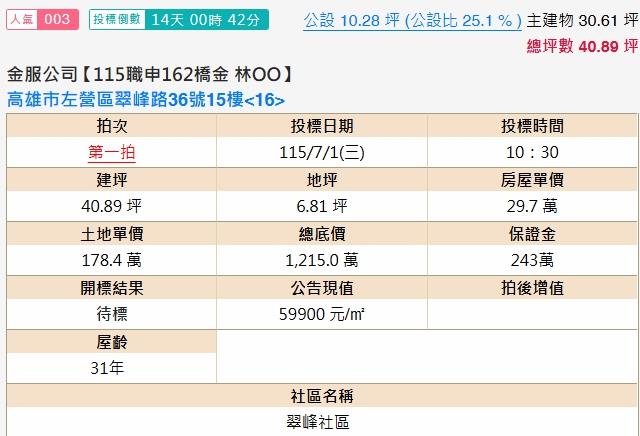 高雄左營法拍法拍屋-1