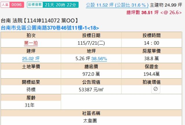 台南北區法拍法拍屋-1
